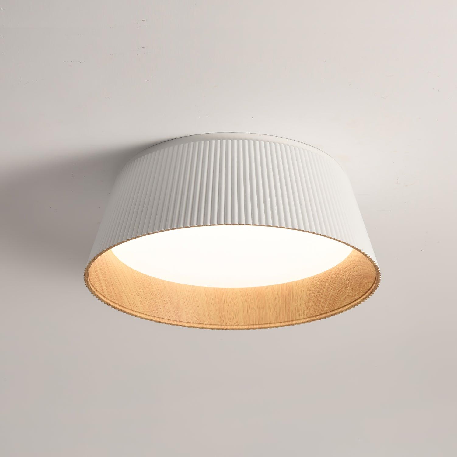Rineia Ceiling Lamp Ribbed Drum Wood Elegant Contemporary
