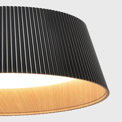 Rineia Ceiling Lamp Ribbed Drum Wood Elegant Contemporary