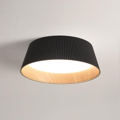 Rineia Ceiling Lamp Ribbed Drum Wood Elegant Contemporary