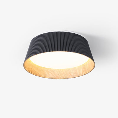 Rineia Ceiling Lamp Ribbed Drum Wood Elegant Contemporary