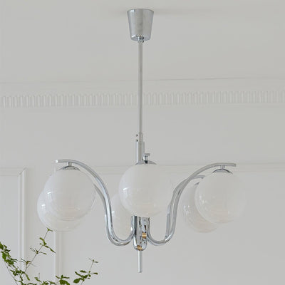 Eiroaria Chandelier Chrome Glass Modo Deco Elegant