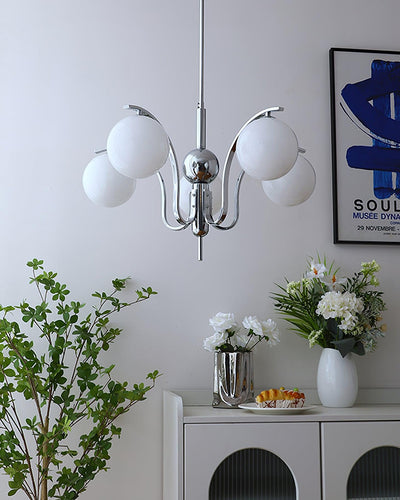 Eiroaria Chandelier Chrome Glass Modo Deco Elegant