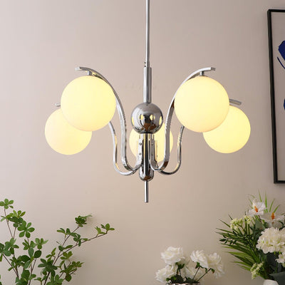 Eiroaria Chandelier Chrome Glass Modo Deco Elegant