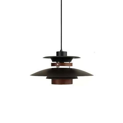 Xyla Pendant Lamp Wood Layered Shade Nordic Dining