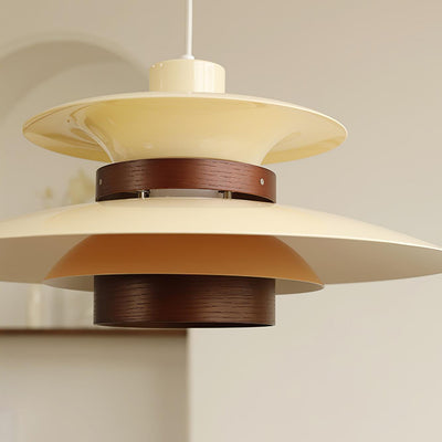 Xyla Pendant Lamp Wood Layered Shade Nordic Dining