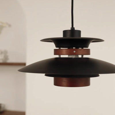 Xyla Pendant Lamp Wood Layered Shade Nordic Dining