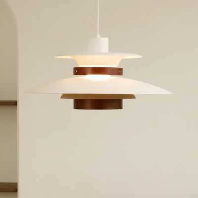 Xyla Pendant Lamp Wood Layered Shade Nordic Dining