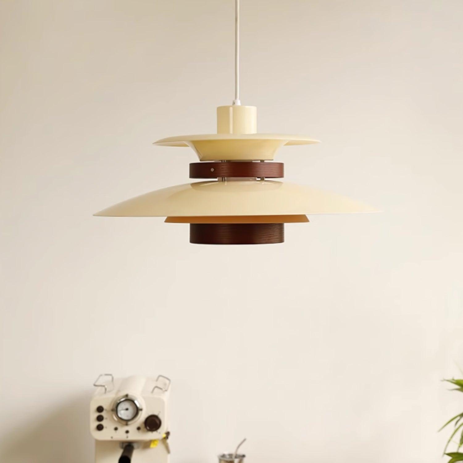 Xyla Pendant Lamp Wood Layered Shade Nordic Dining