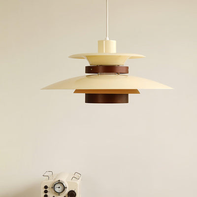 Xyla Pendant Lamp Wood Layered Shade Nordic Dining