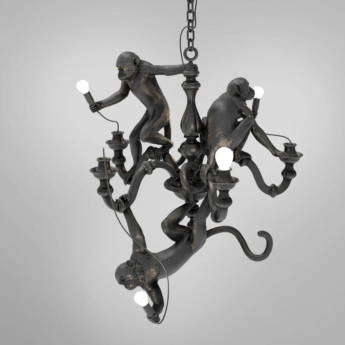 Tixor Chandelier Monkey Black Playful Sculpture