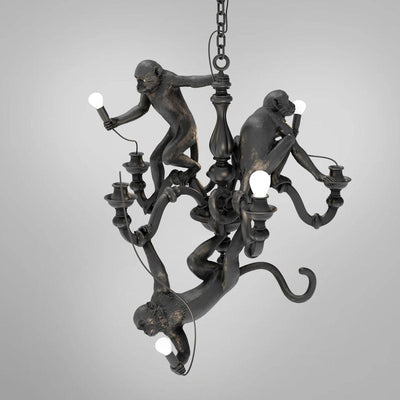 Tixor Chandelier Monkey Black Playful Sculpture