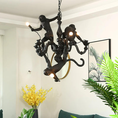 Tixor Chandelier Monkey Black Playful Sculpture