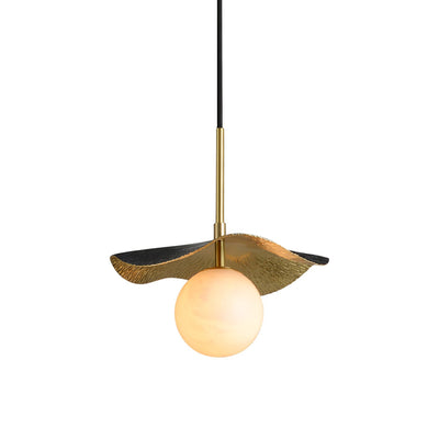 Zaraeen Modern Minimalist Brass Alabaster Pendant Light - Neutral Decor