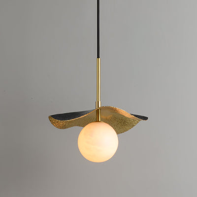Zaraeen Modern Minimalist Brass Alabaster Pendant Light - Neutral Decor