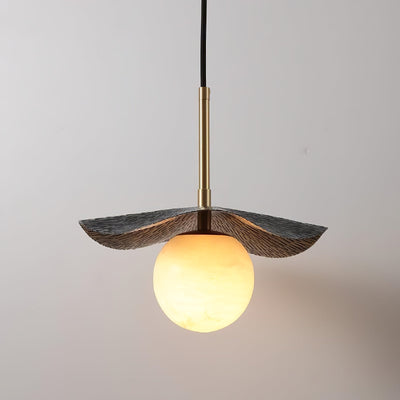 Zaraeen Modern Minimalist Brass Alabaster Pendant Light - Neutral Decor