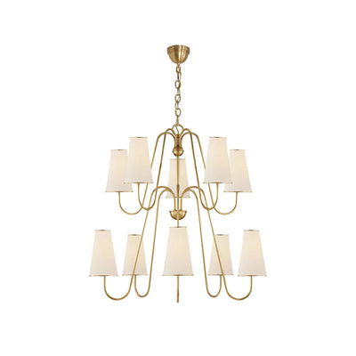 Elirora Elegance Vintage Brass Fabric Chandelier - Neutral Decor