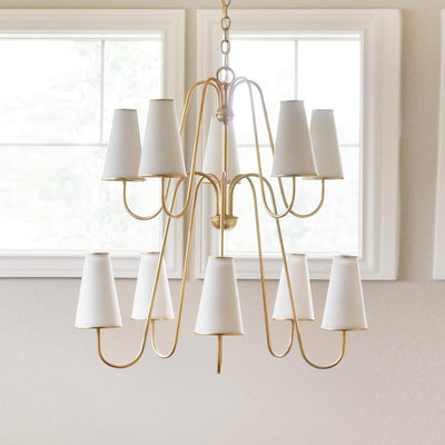 Elirora Elegance Vintage Brass Fabric Chandelier - Neutral Decor
