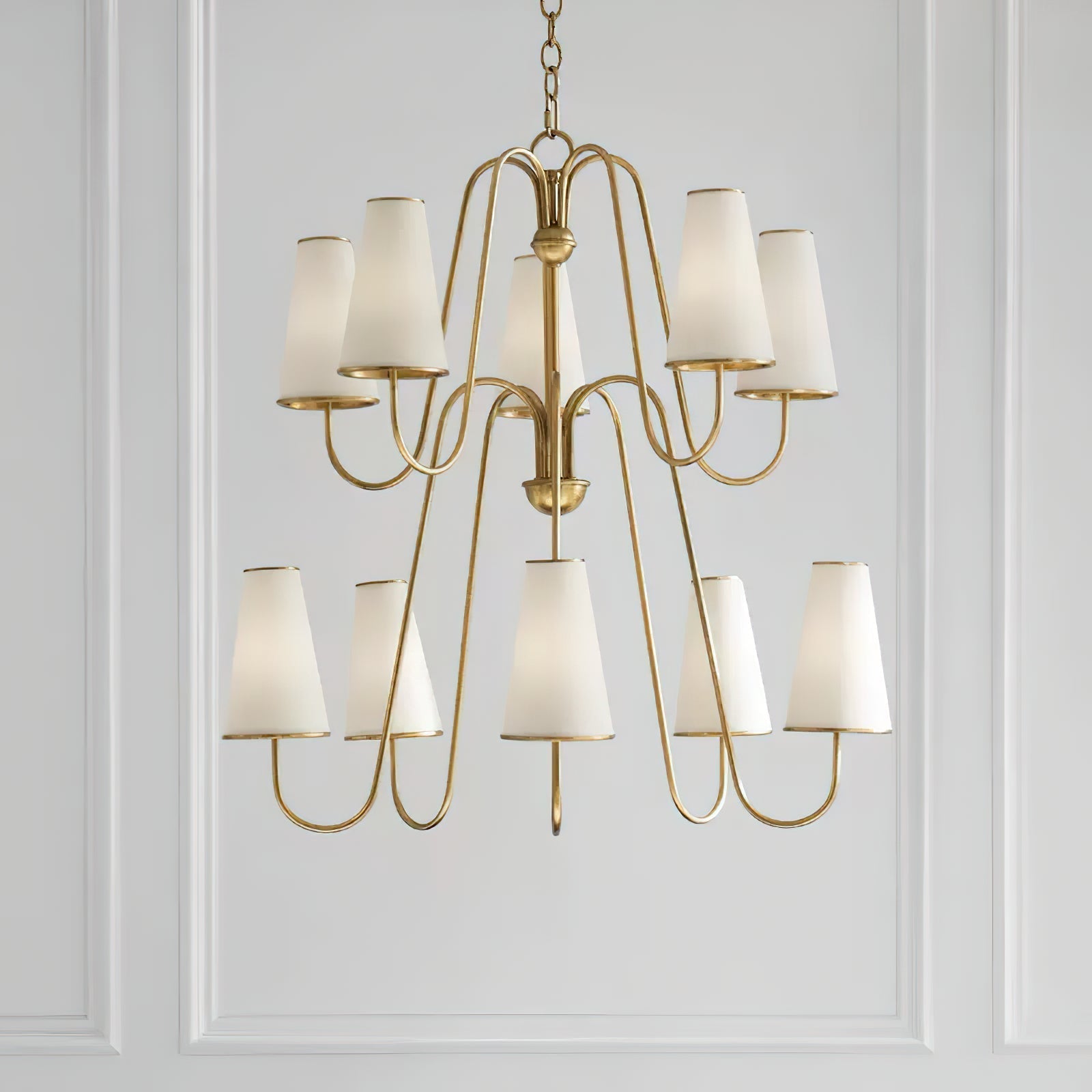 Elirora Elegance Vintage Brass Fabric Chandelier - Neutral Decor