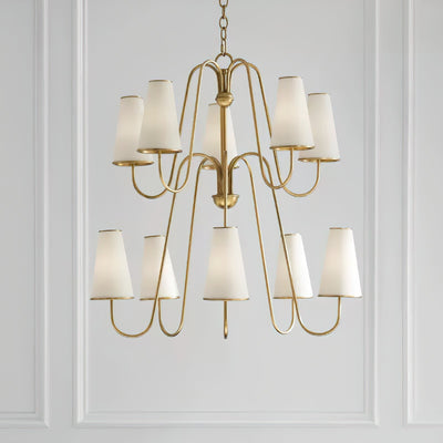 Elirora Elegance Vintage Brass Fabric Chandelier - Neutral Decor