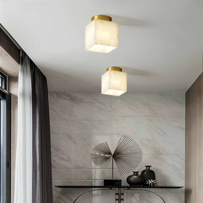 Otheyra Minimalist Alabaster Flush Mount Light