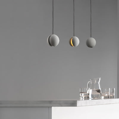 Umi Pendant Lamp Concrete Sphere Moon Minimalist