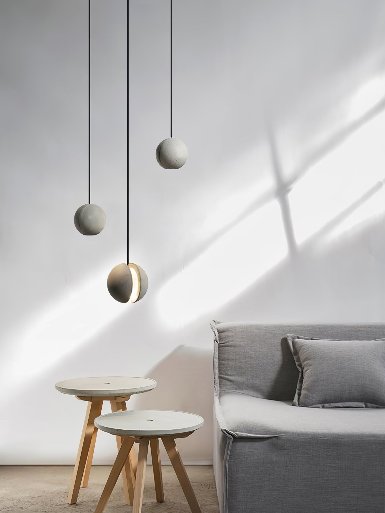 Umi Pendant Lamp Concrete Sphere Moon Minimalist