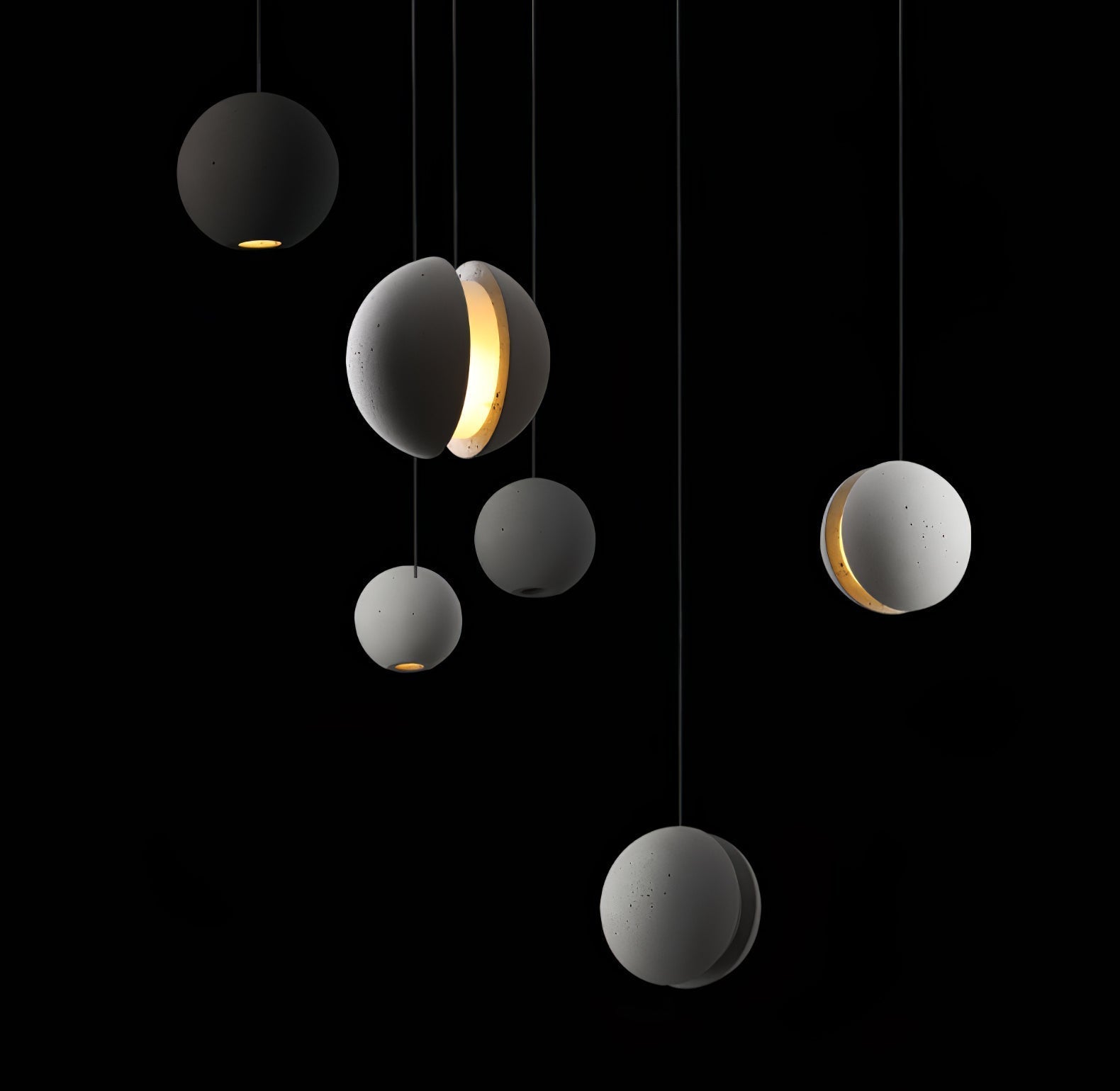 Umi Pendant Lamp Concrete Sphere Moon Minimalist