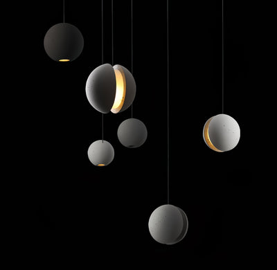 Umi Pendant Lamp Concrete Sphere Moon Minimalist