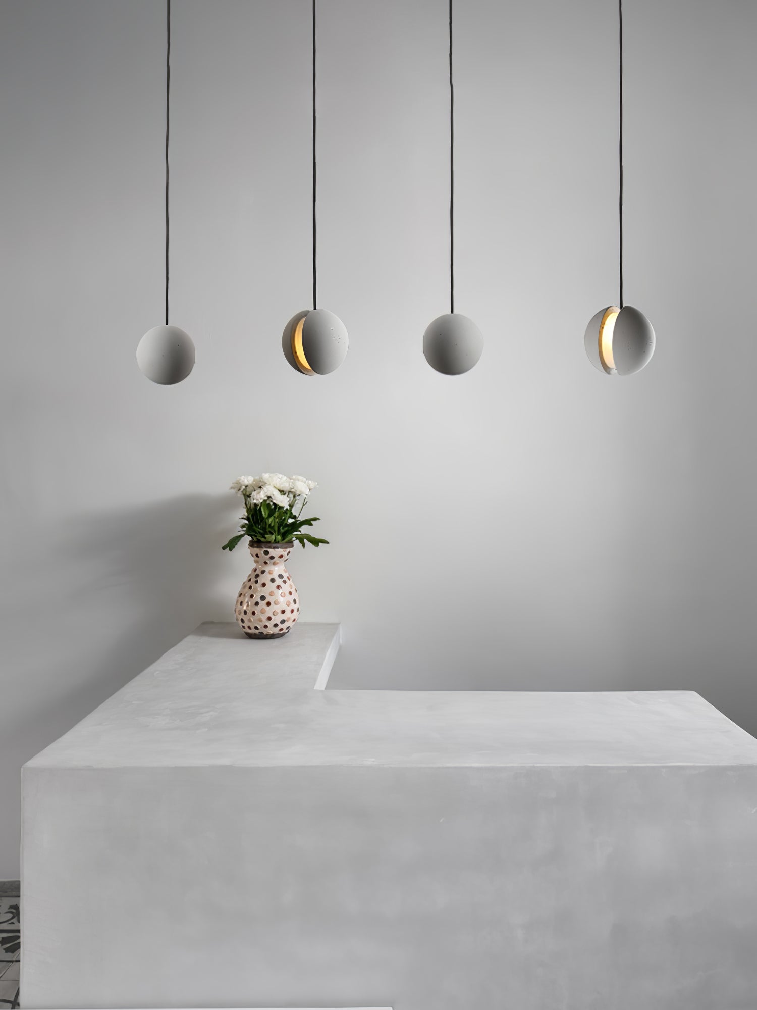 Umi Pendant Lamp Concrete Sphere Moon Minimalist