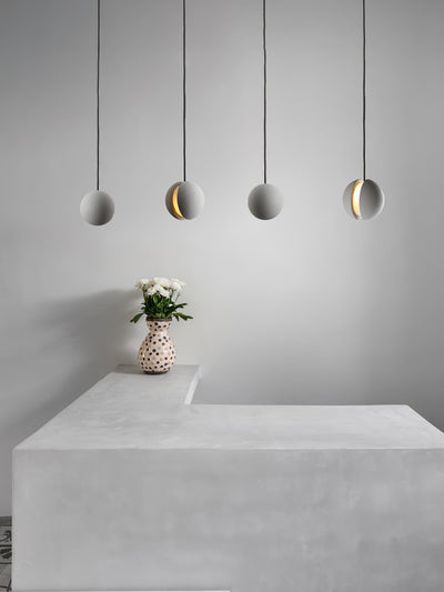 Umi Pendant Lamp Concrete Sphere Moon Minimalist