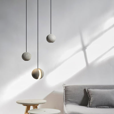 Umi Pendant Lamp Concrete Sphere Moon Minimalist