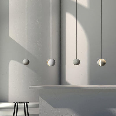 Umi Pendant Lamp Concrete Sphere Moon Minimalist