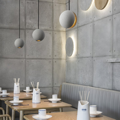 Umi Pendant Lamp Concrete Sphere Moon Minimalist