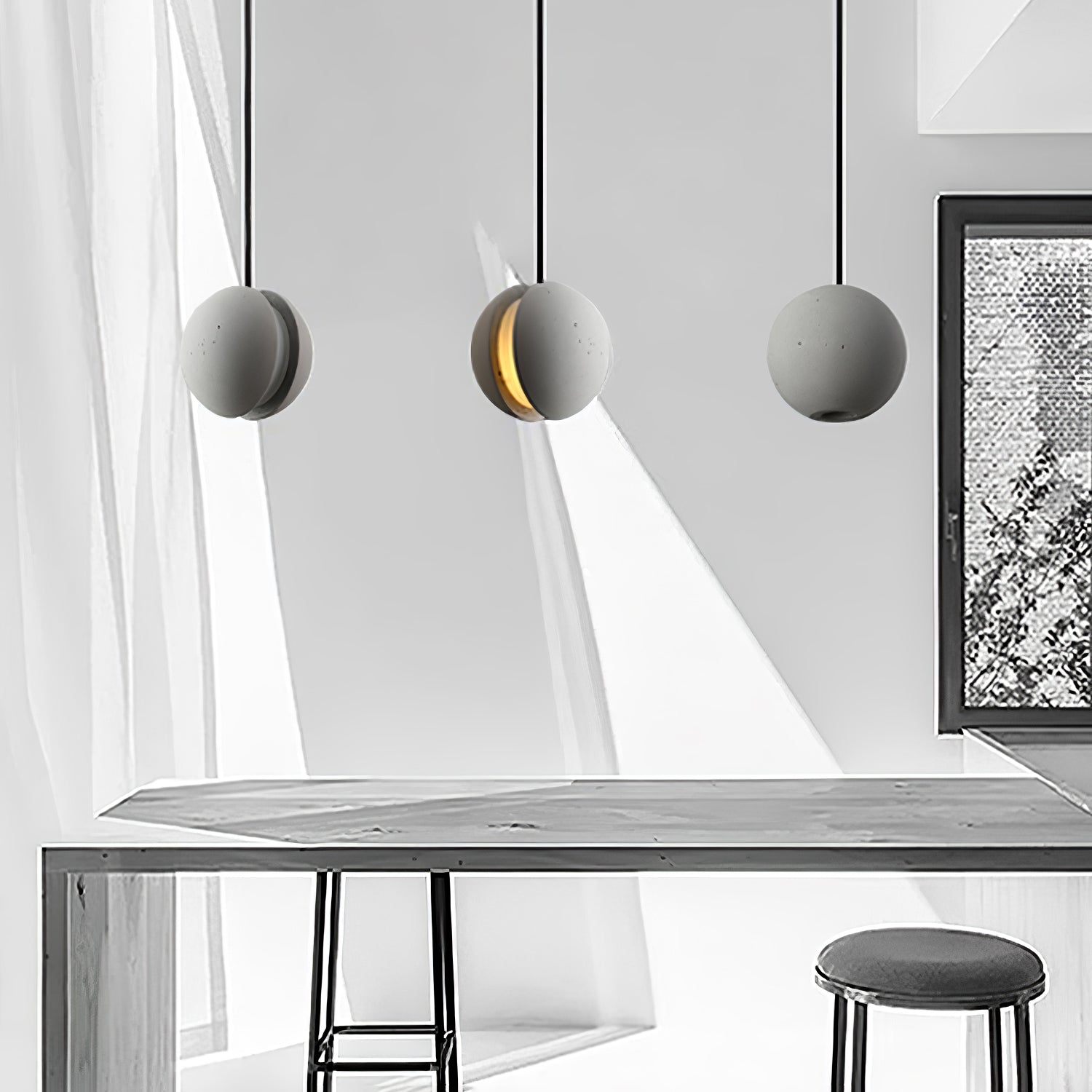 Umi Pendant Lamp Concrete Sphere Moon Minimalist