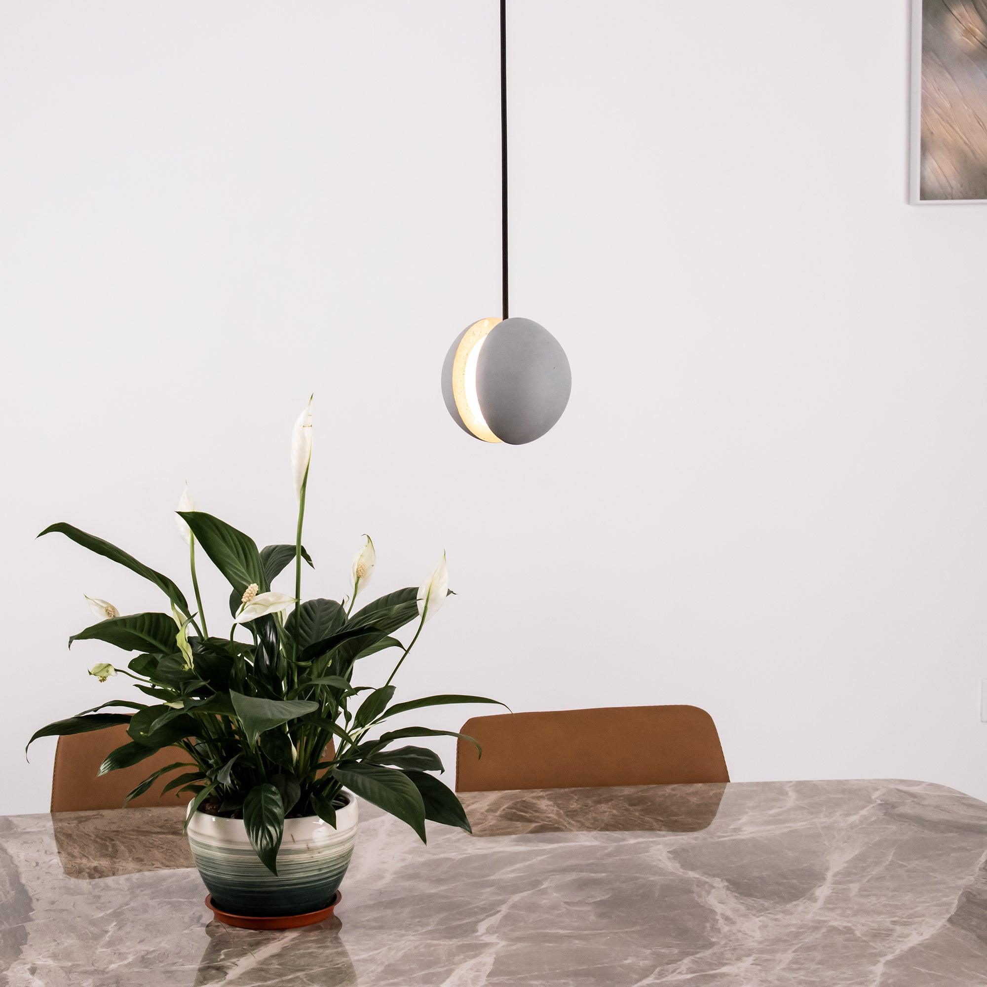 Umi Pendant Lamp Concrete Sphere Moon Minimalist