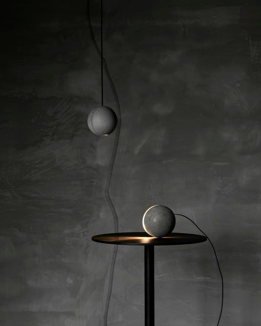 Umi Pendant Lamp Concrete Sphere Moon Minimalist