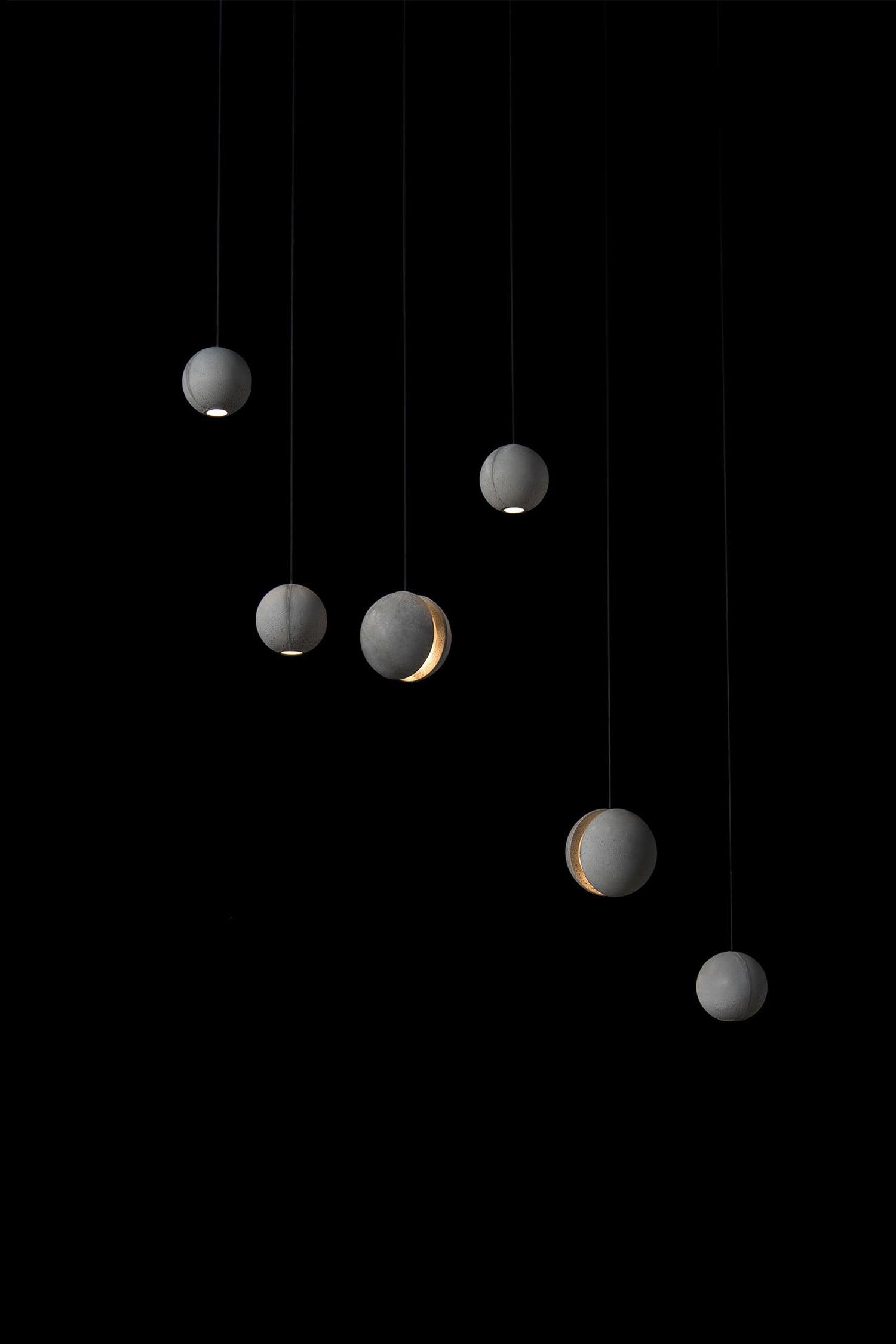 Umi Pendant Lamp Concrete Sphere Moon Minimalist