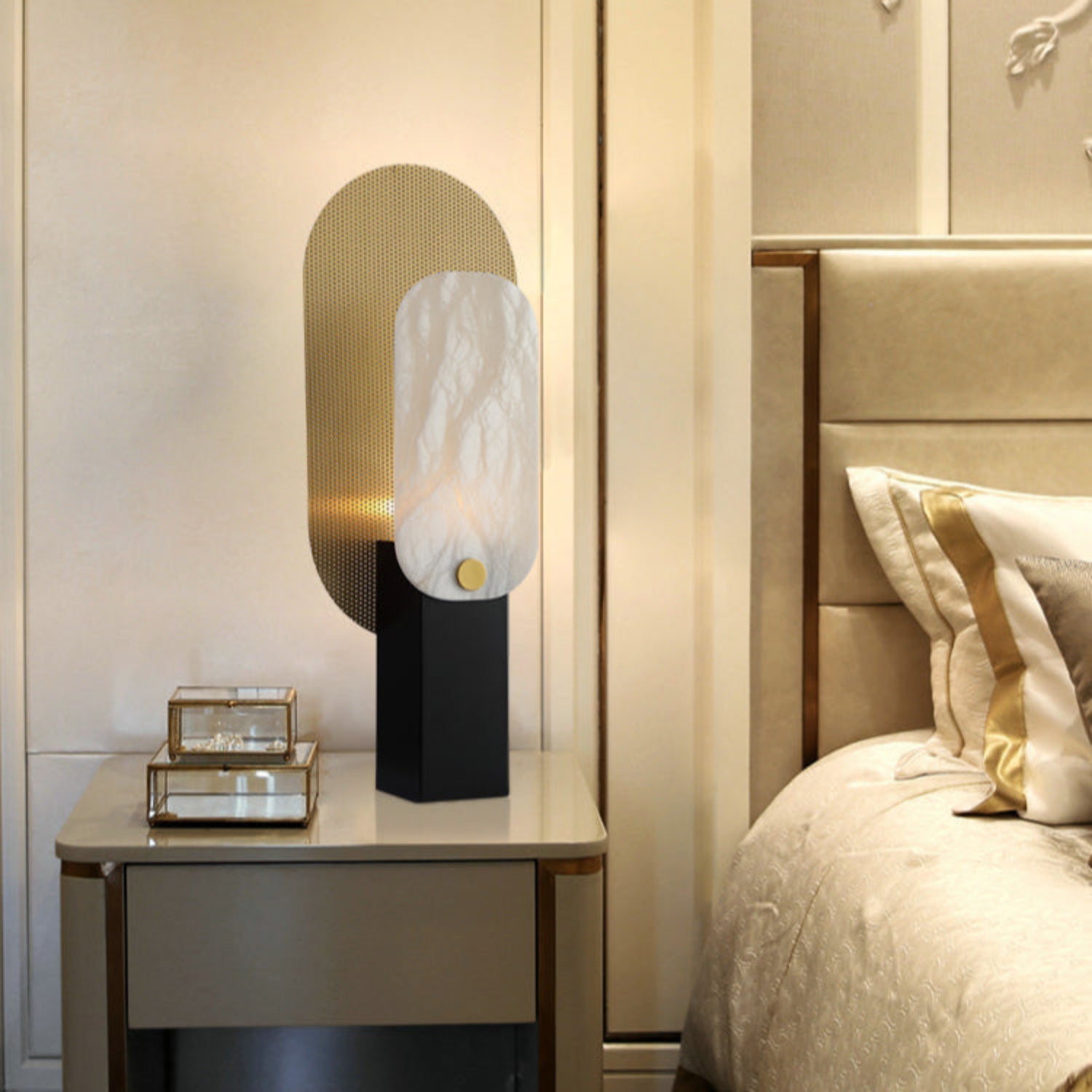 Mosaic Elegance Alabaster Table Lamp