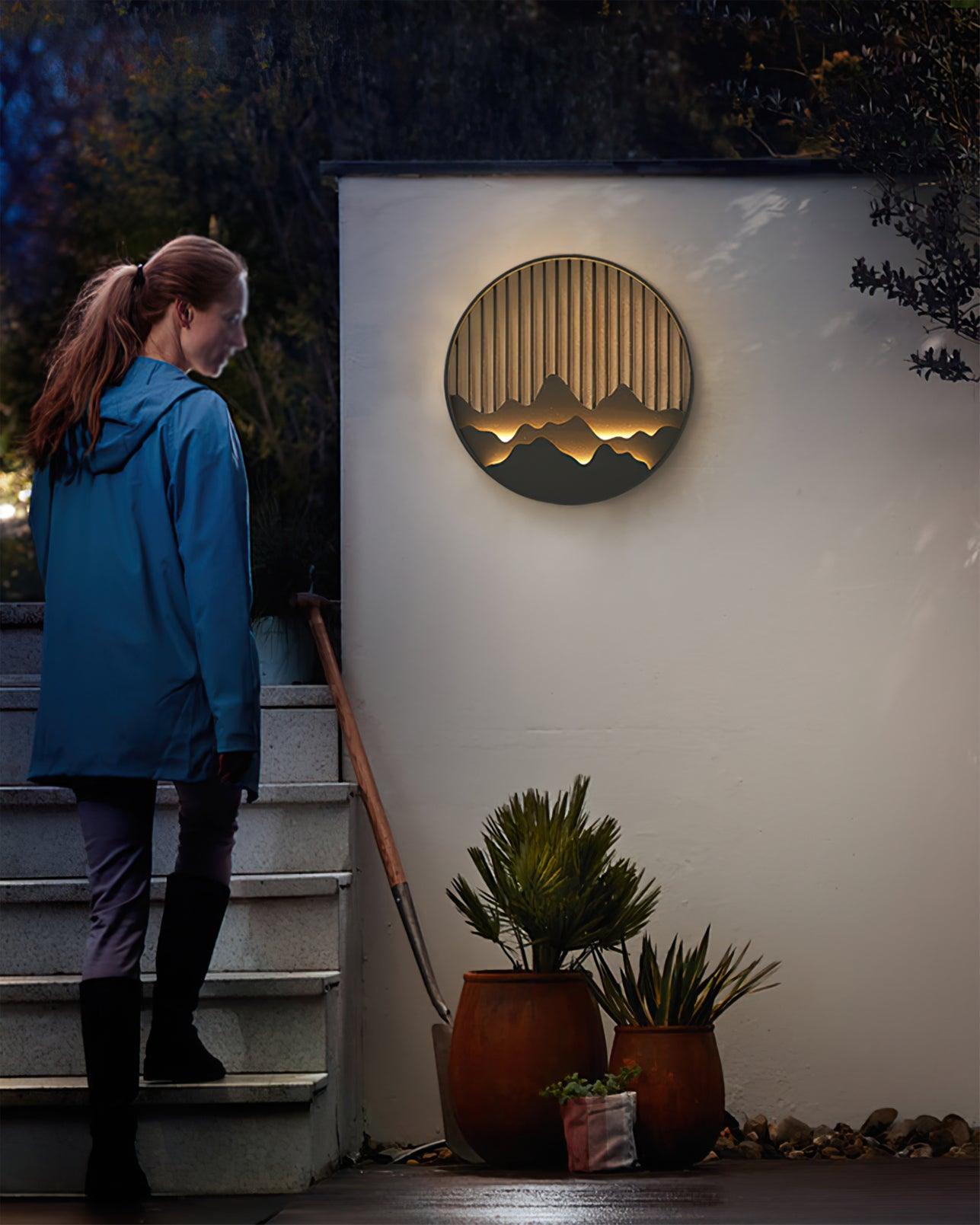 Sumi Mountain Circular Wall Light - Neutral Decor