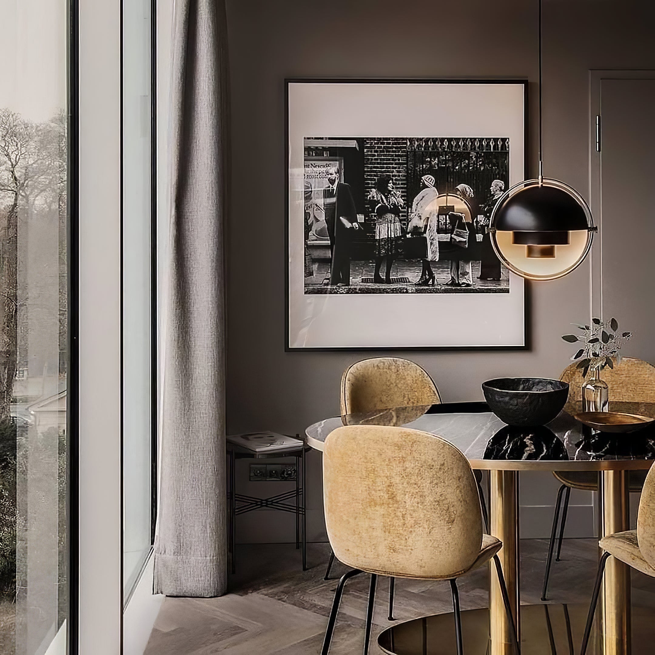 Miruaine Pendant Lamp Deformed Ball Golden