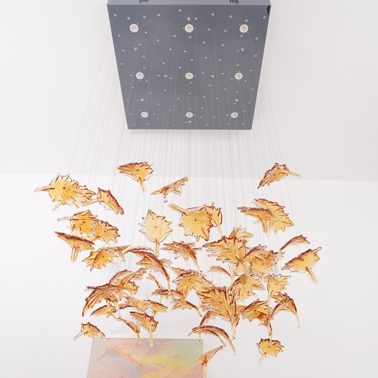 Syraean Multicolor Maple Leaf Crystal Chandelier