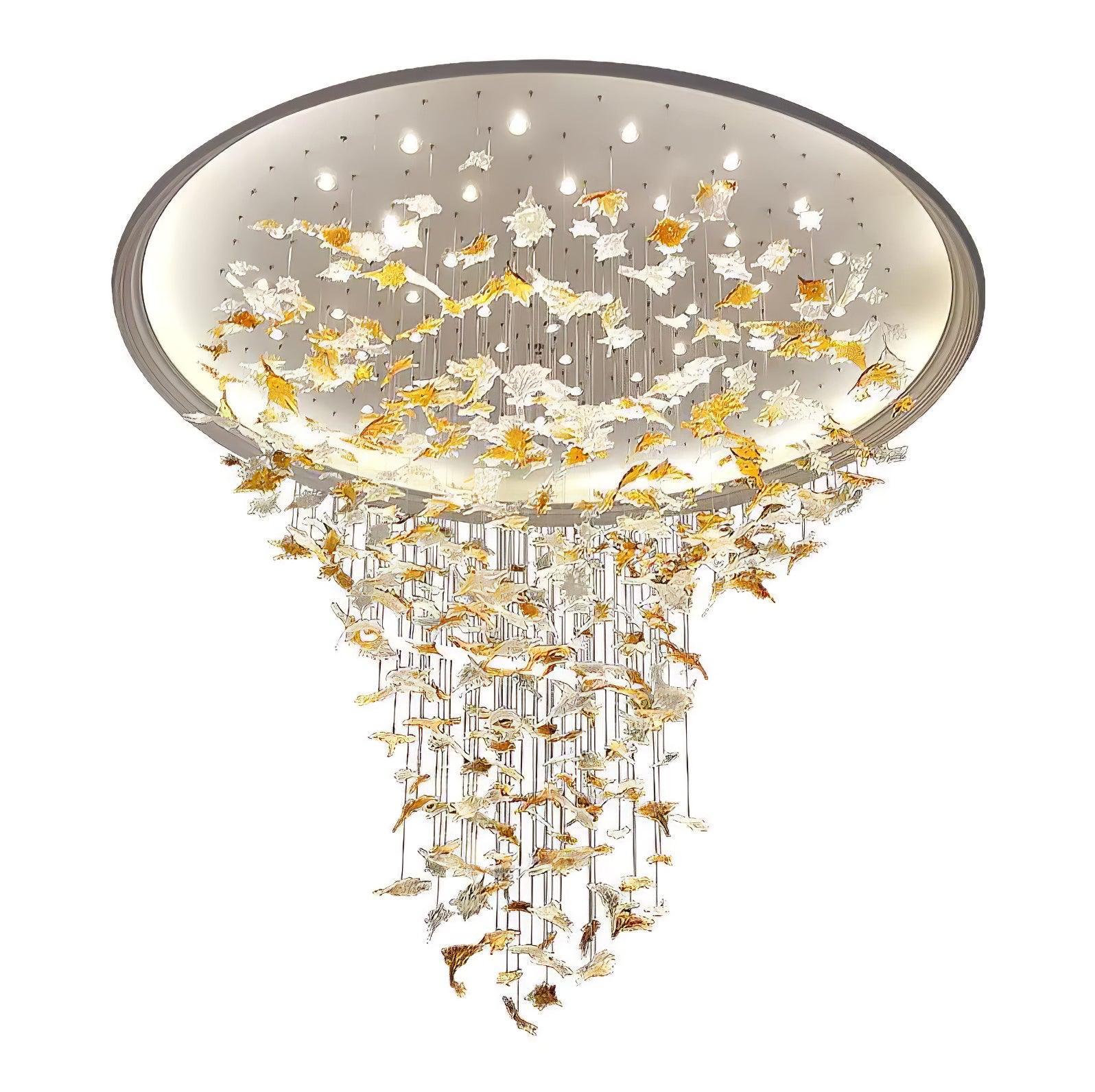Syraean Multicolor Maple Leaf Crystal Chandelier