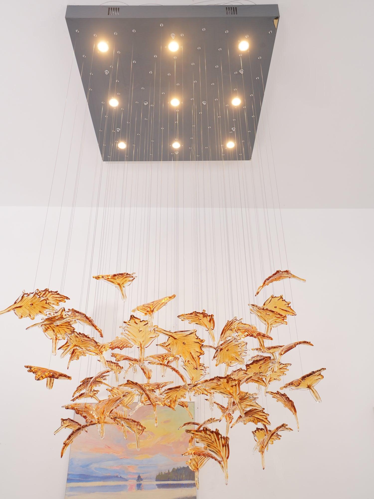 Syraean Multicolor Maple Leaf Crystal Chandelier