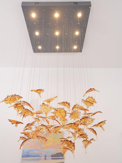 Syraean Multicolor Maple Leaf Crystal Chandelier
