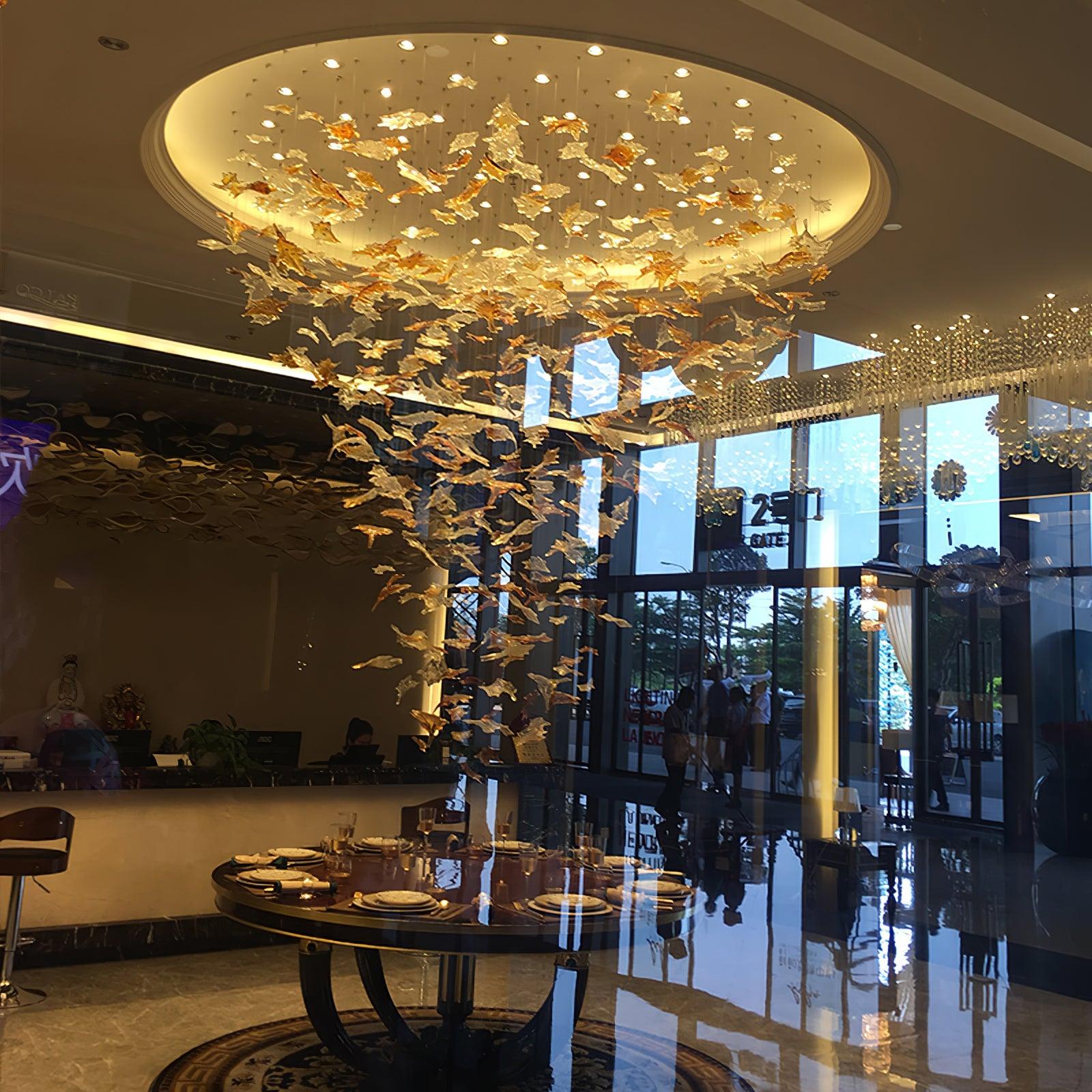 Syraean Multicolor Maple Leaf Crystal Chandelier