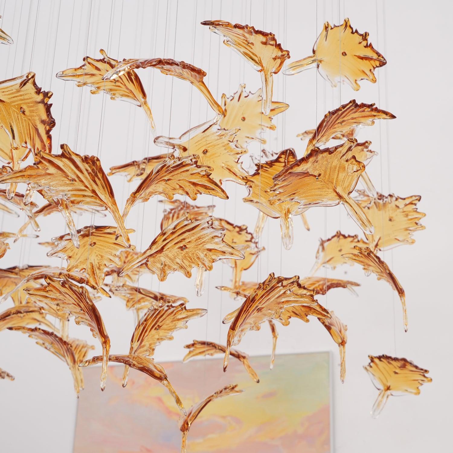Syraean Multicolor Maple Leaf Crystal Chandelier