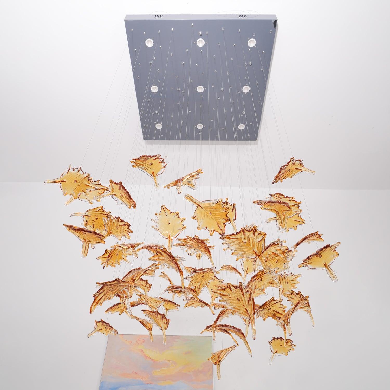 Syraean Multicolor Maple Leaf Crystal Chandelier