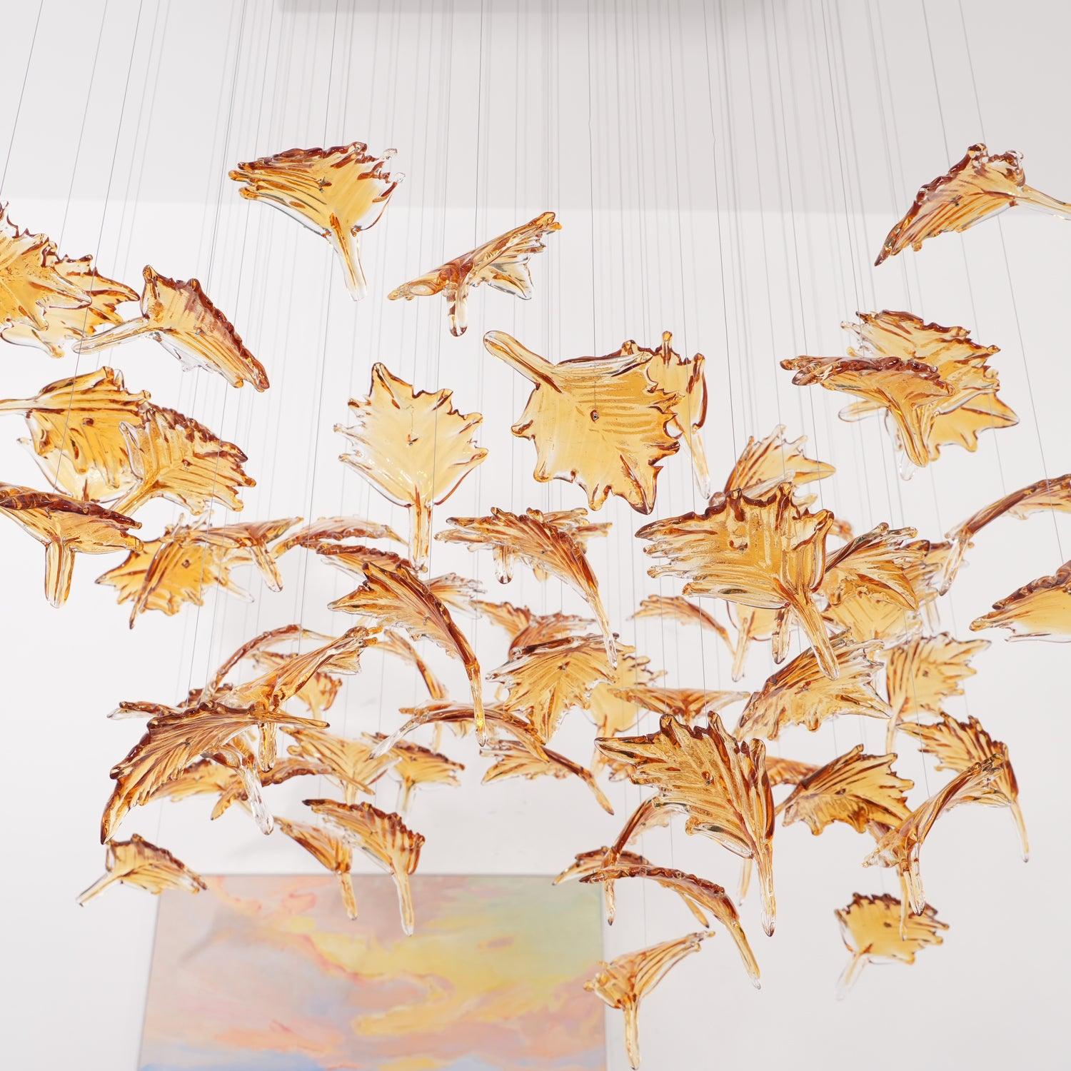 Syraean Multicolor Maple Leaf Crystal Chandelier