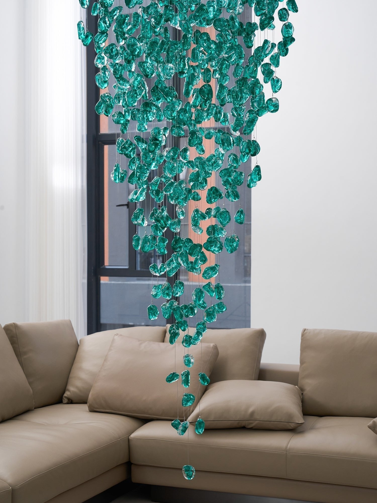 Polychrome Mineral Quartz Cascade Chandelier