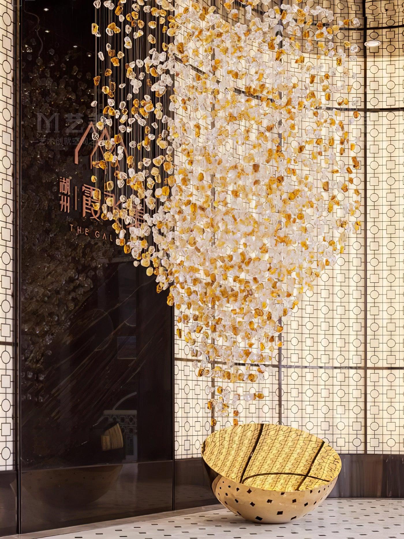Polychrome Mineral Quartz Cascade Chandelier